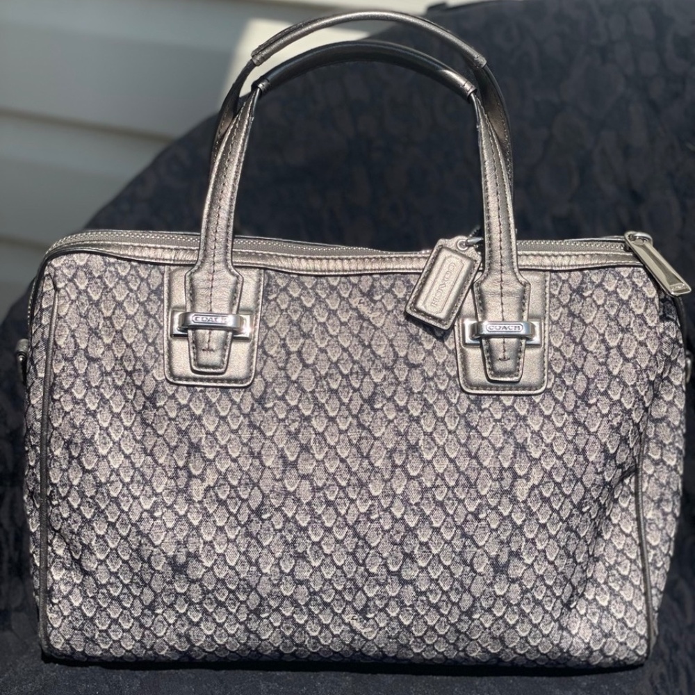 COACH Cross Body Satchel (Taylor) in Fun Snake Print in Gunmetal